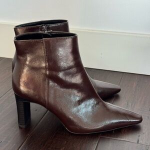 Mango Dark Brown Leather Heeled Boots